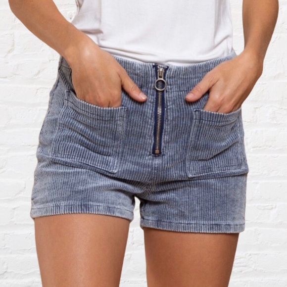 1 S LEFT POL Powder Pink Zip Front Corduroy Shorts - Picture 15 of 15